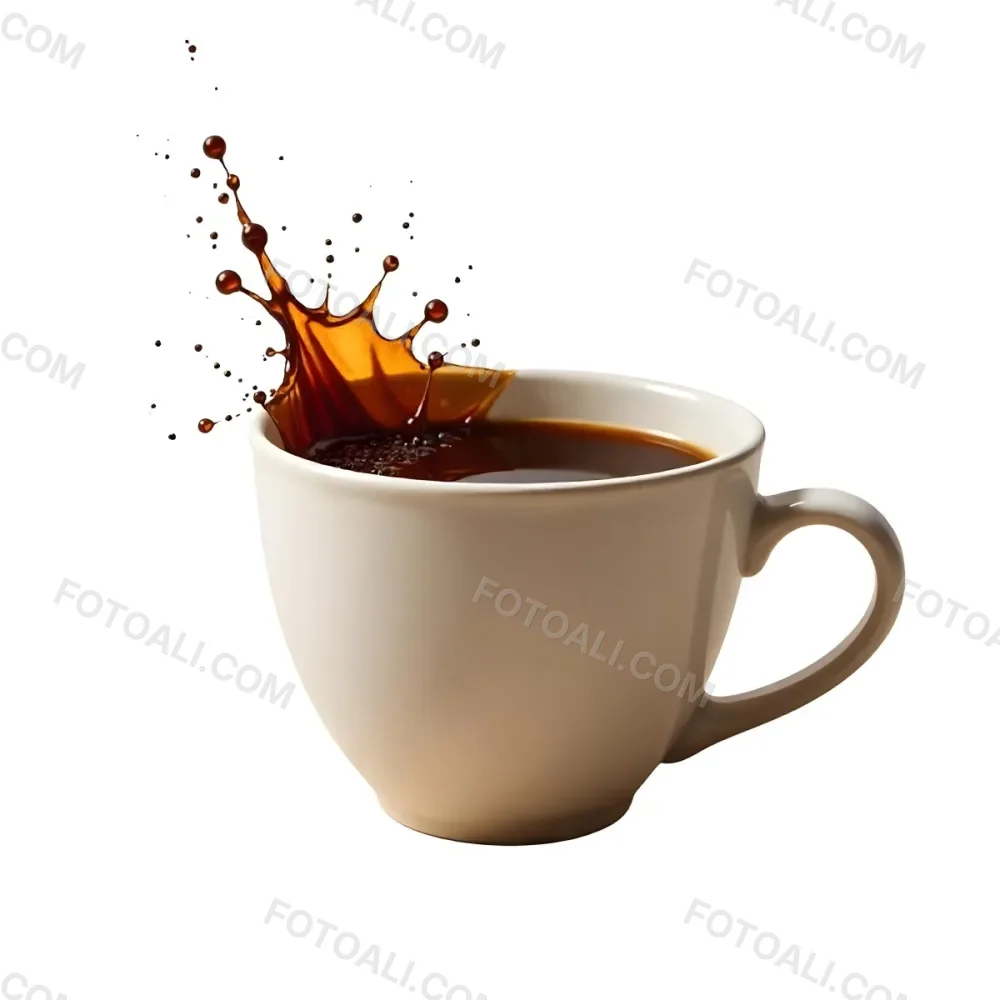 A White Coffee Cup With A Splash Of Coffee On A White Background 25 Db36