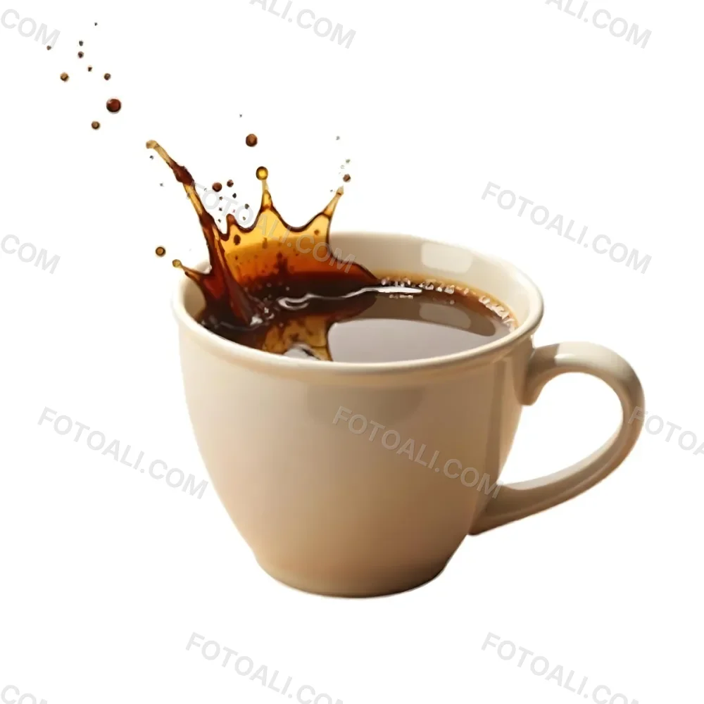 A White Coffee Cup With A Splash Of Coffee On A White Background 34 2744