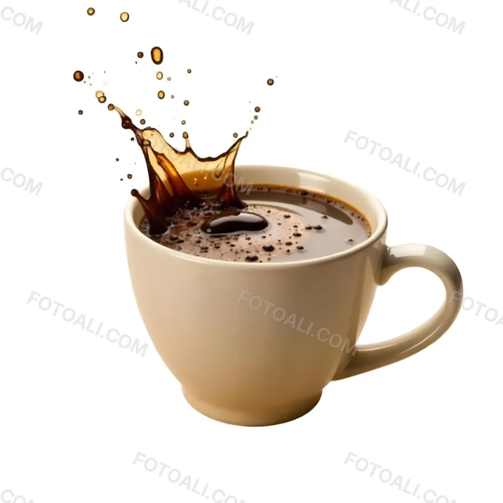 A White Coffee Cup With A Splash Of Coffee On A White Background 66 760e