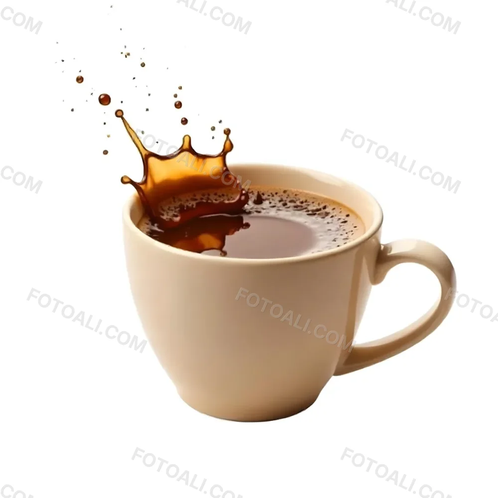 A White Coffee Cup With A Splash Of Coffee On A White Background 68 8a46