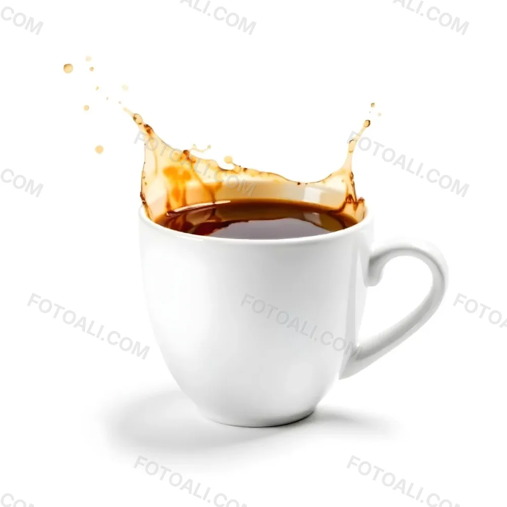 A White Coffee Cup With A Splash Of Coffee On A White Background 7 2fda