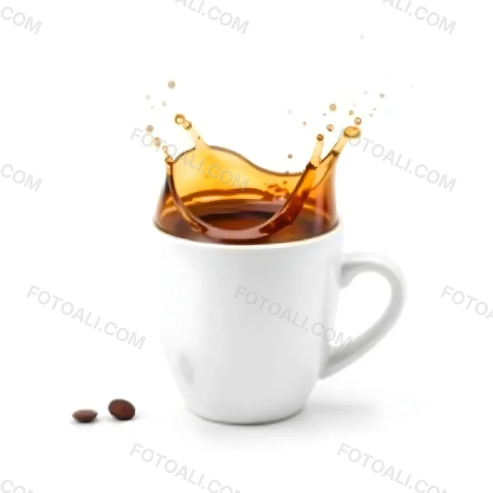 A White Coffee Cup With A Splash Of Coffee On A White Background 73 5ae9