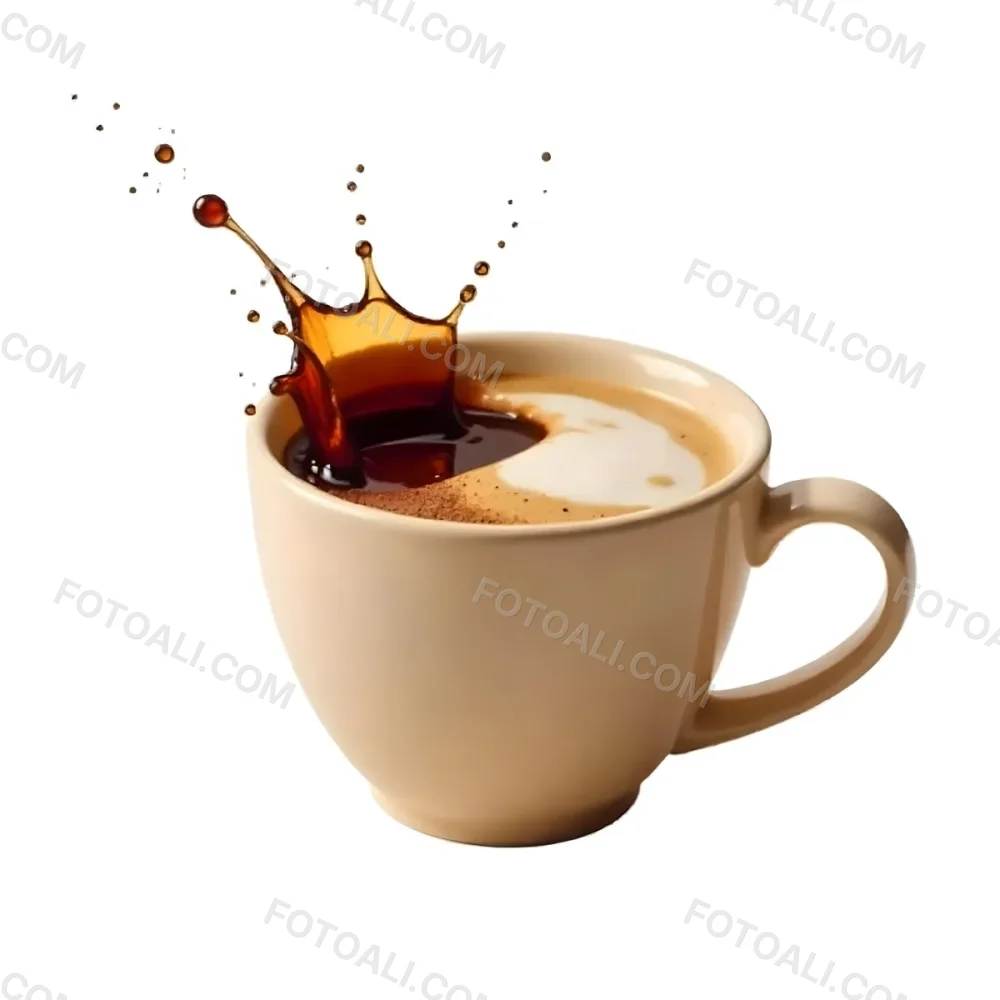 A White Coffee Cup With A Splash Of Coffee On A White Background 8 02e8