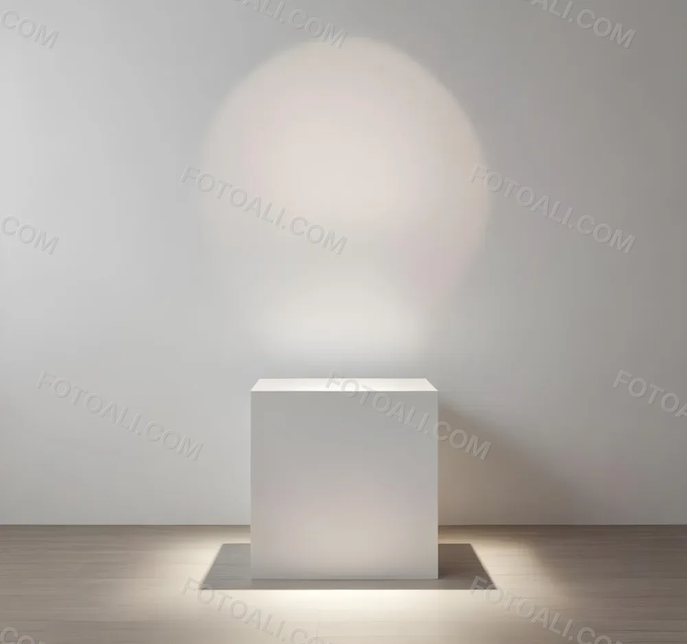 A White Cube Shaped Object On A Plain Background With A Bright Light Source Above It 11 0ab5
