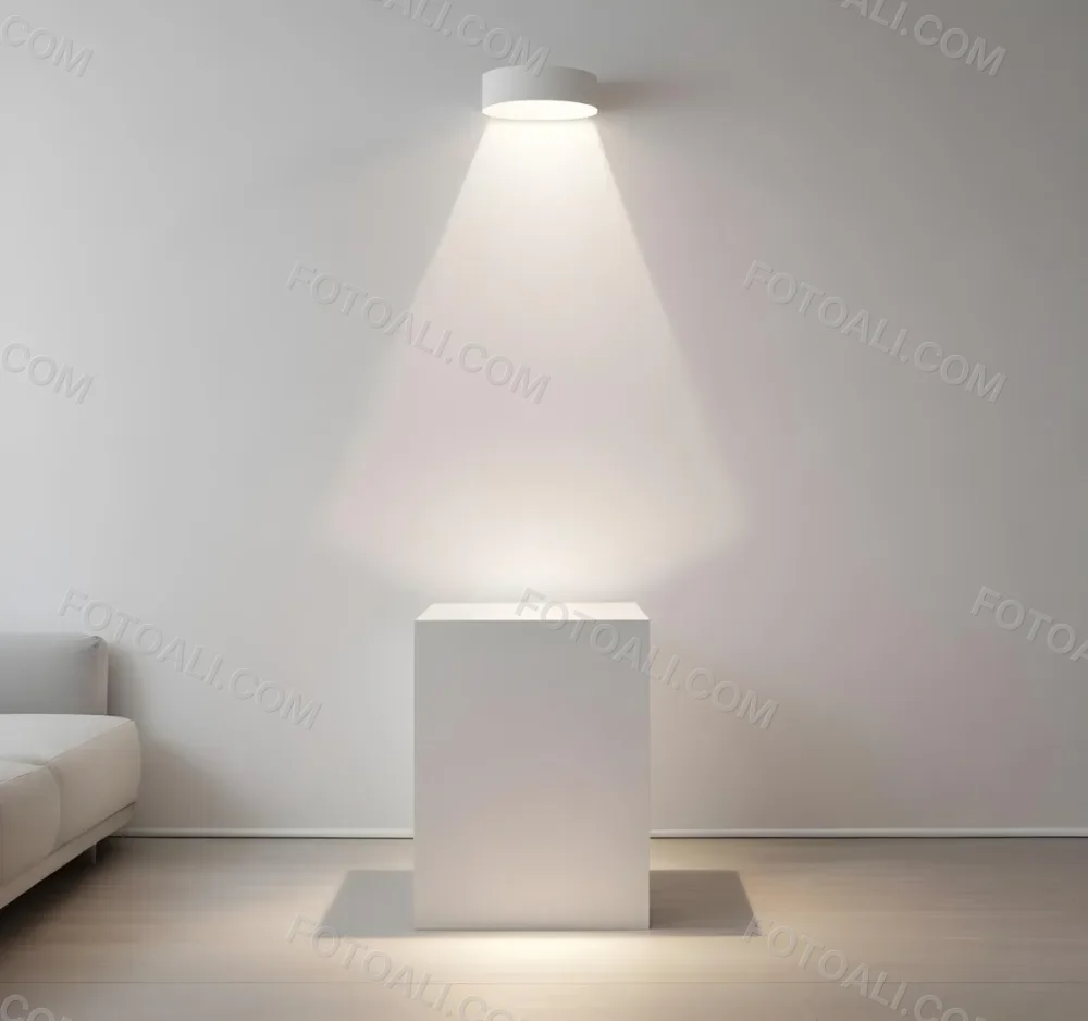 A White Cube Shaped Object On A Plain Background With A Bright Light Source Above It 13 Dfea
