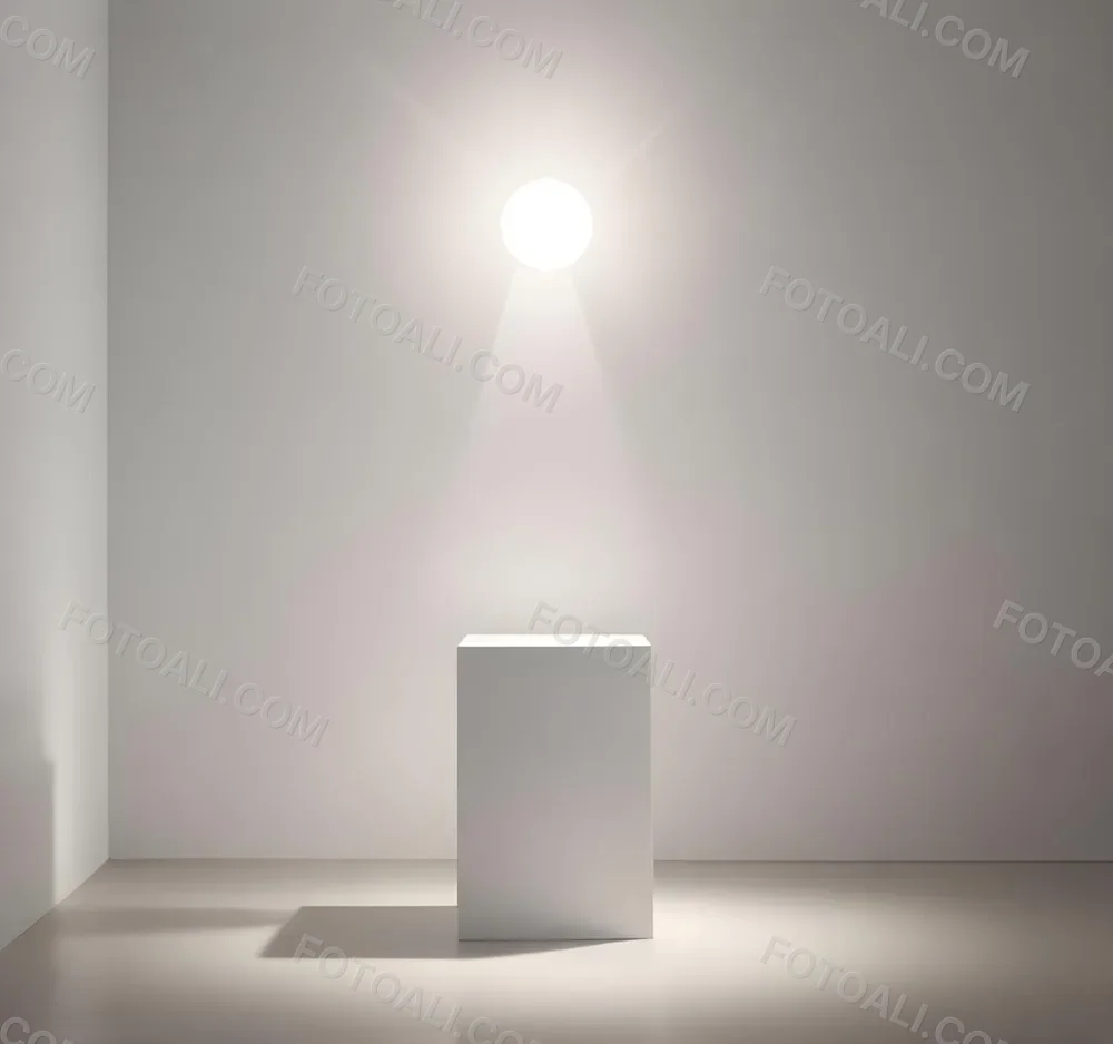 A White Cube Shaped Object On A Plain Background With A Bright Light Source Above It 15 Afb9