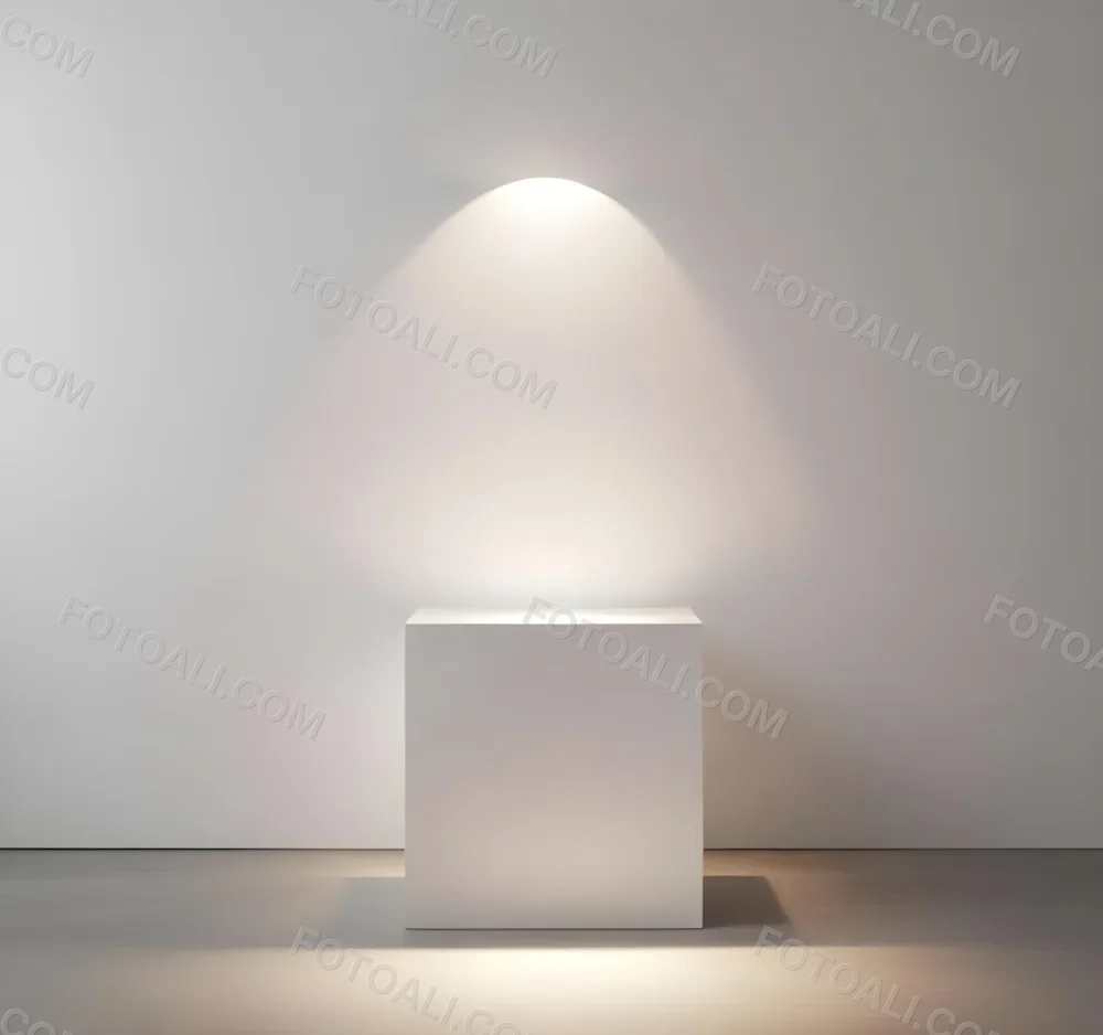 A White Cube Shaped Object On A Plain Background With A Bright Light Source Above It 19 6fff