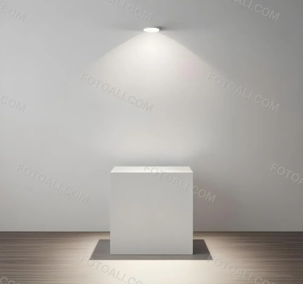 A White Cube Shaped Object On A Plain Background With A Bright Light Source Above It 3 2db8