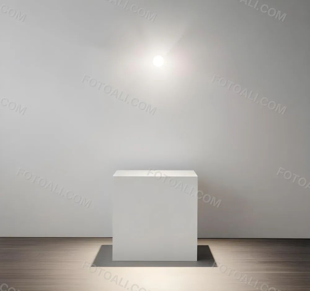 A White Cube Shaped Object On A Plain Background With A Bright Light Source Above It 5 13d2