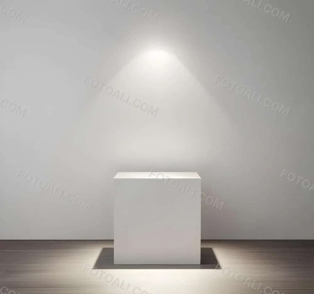 A White Cube Shaped Object On A Plain Background With A Bright Light Source Above It 7 F75c