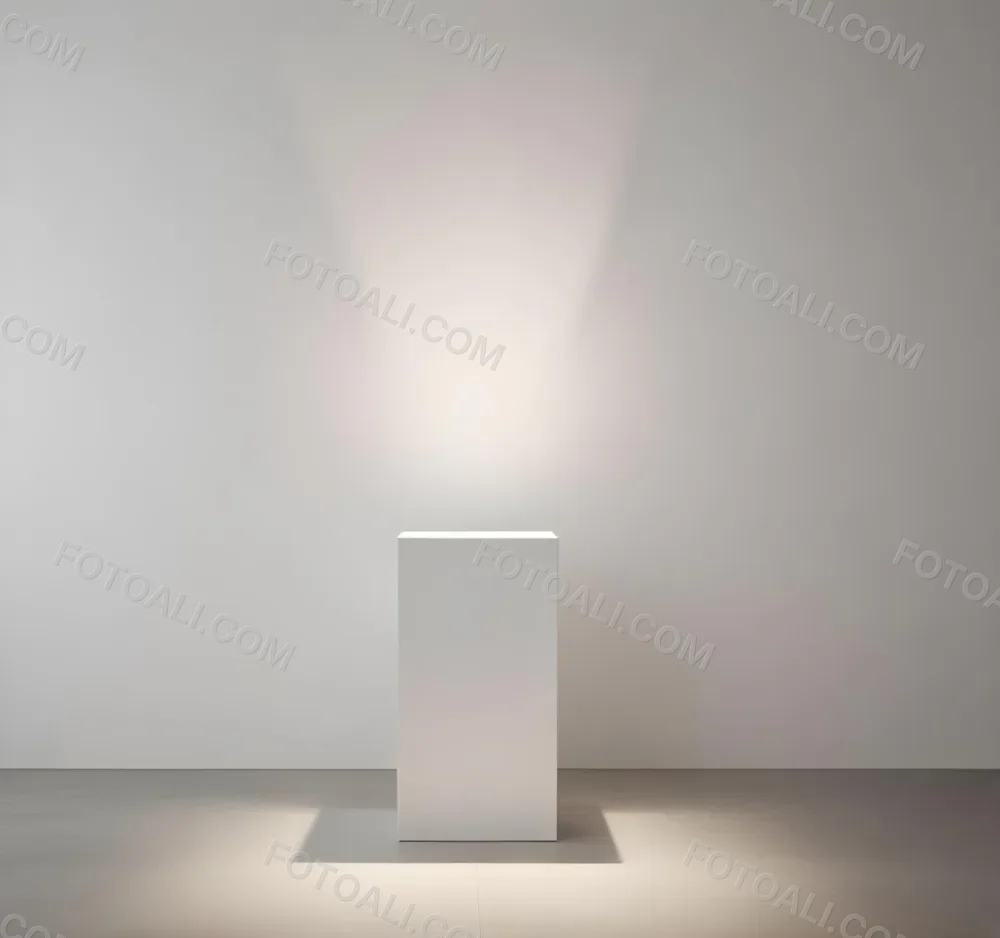 A White Cube Shaped Object On A Plain Background With A Bright Light Source Above It 8 B4ad