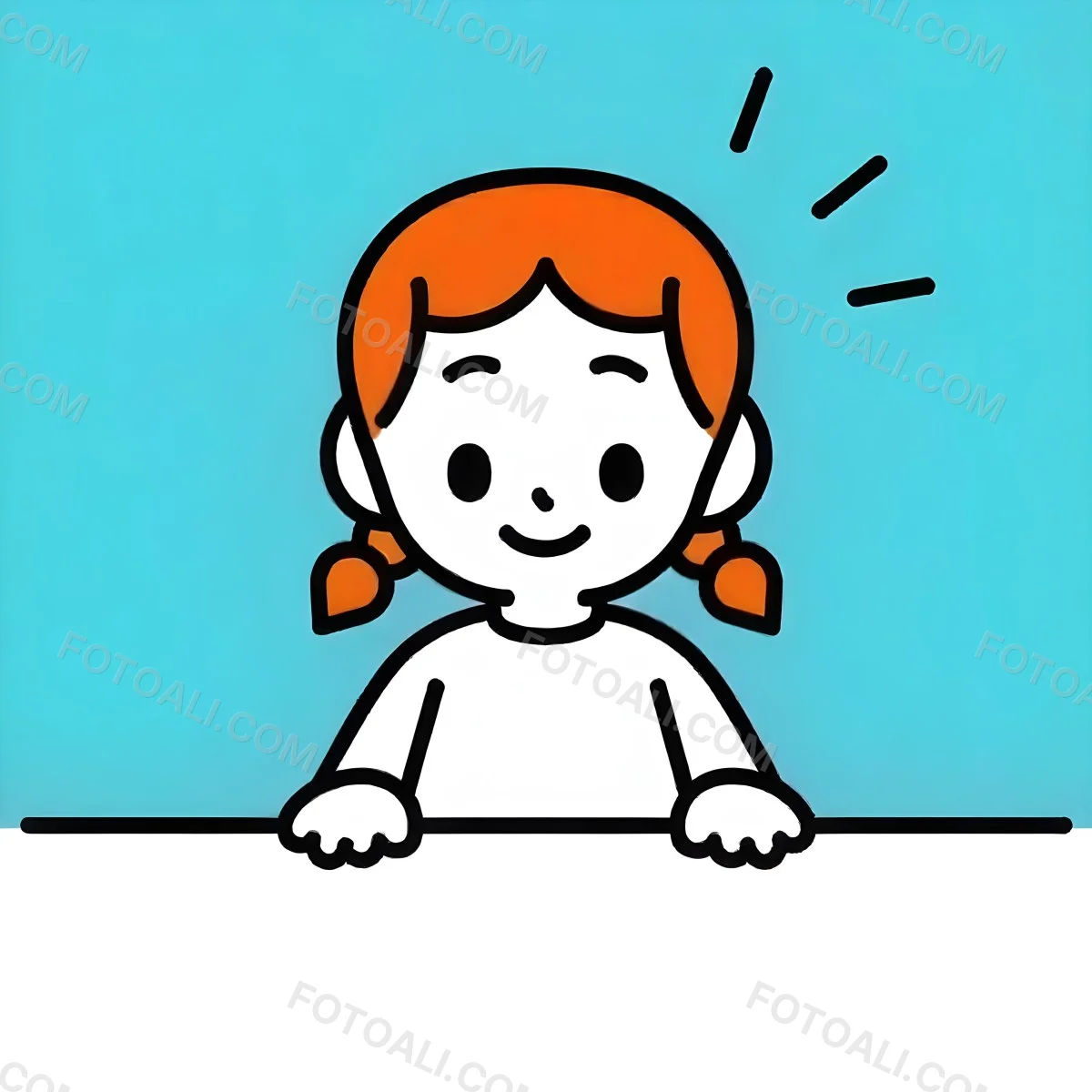 A White Girl 8 Years Old With Blue Hair In Pigtails Smiling Looking At The Viewer In Front Of A White Table And A Blue Background 34 271e