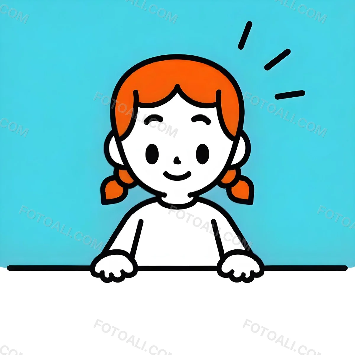 A White Girl 8 Years Old With Blue Hair In Pigtails Smiling Looking At The Viewer In Front Of A White Table And A Blue Background 36 A58c