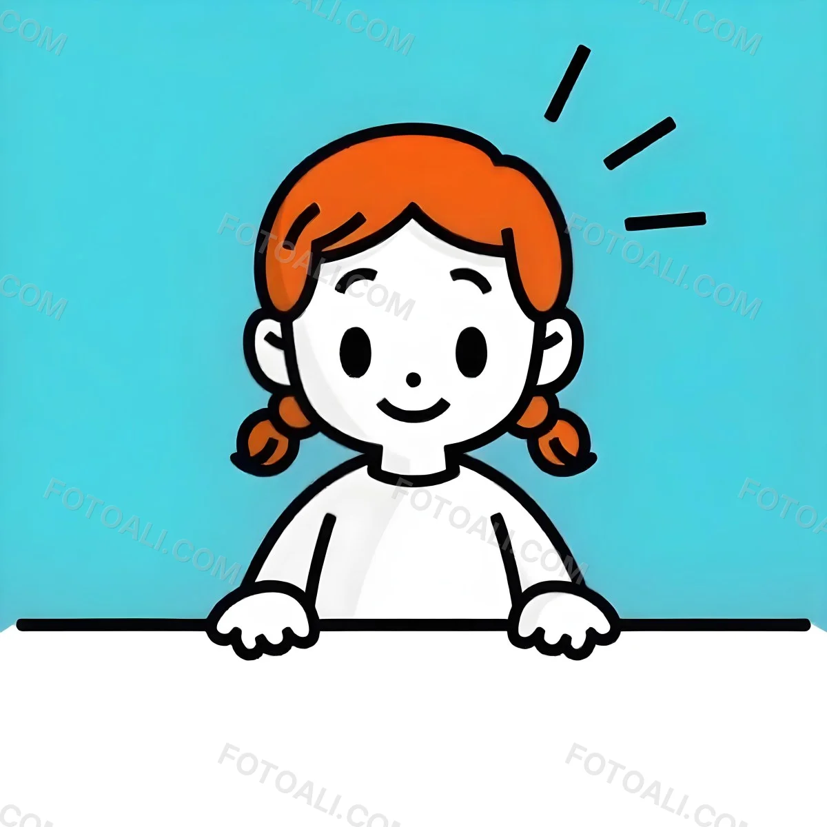 A White Girl 8 Years Old With Blue Hair In Pigtails Smiling Looking At The Viewer In Front Of A White Table And A Blue Background 5 B4e1