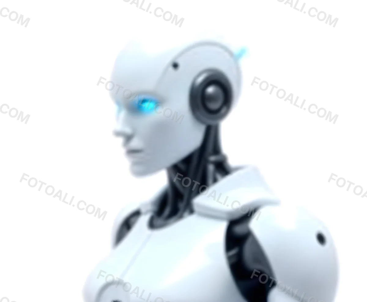A White Humanoid Robot With Blue Eyes Metallic Details And A Sleek Design Isolated On A White Background 4 8a2a