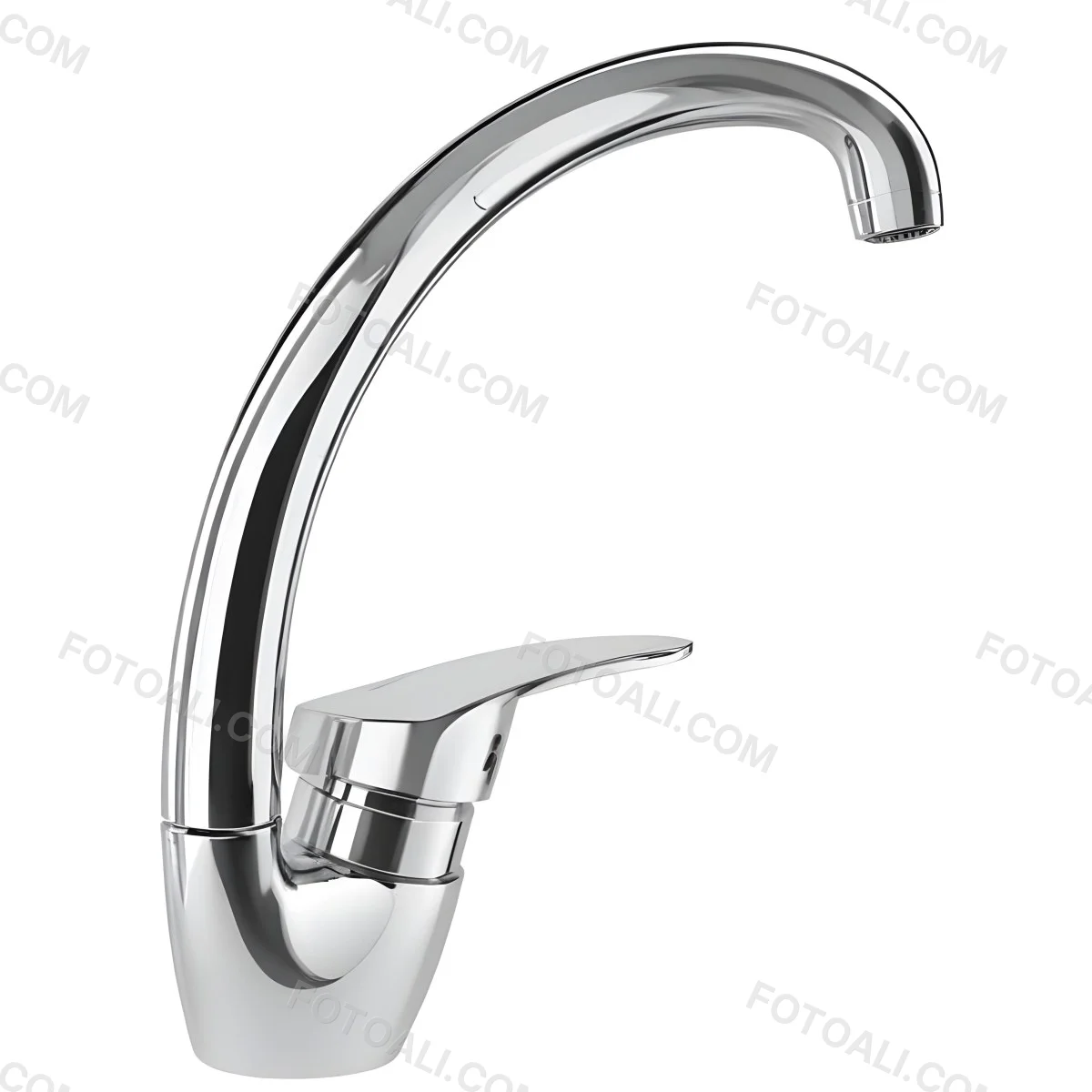 A White Kitchen Faucet With A Curved Spout And A Single Handle Set Against A Plain White Background Showcasing Its Sleek Design And Reflective Surface 3 188d