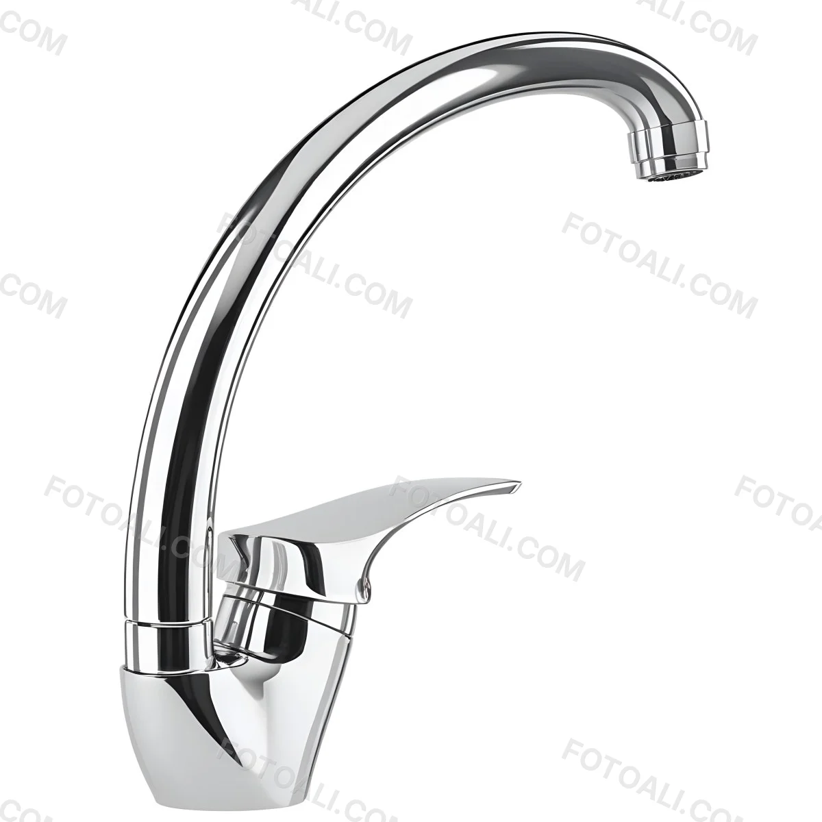 A White Kitchen Faucet With A Curved Spout And A Single Handle Set Against A Plain White Background Showcasing Its Sleek Design And Reflective Surface 34 F510