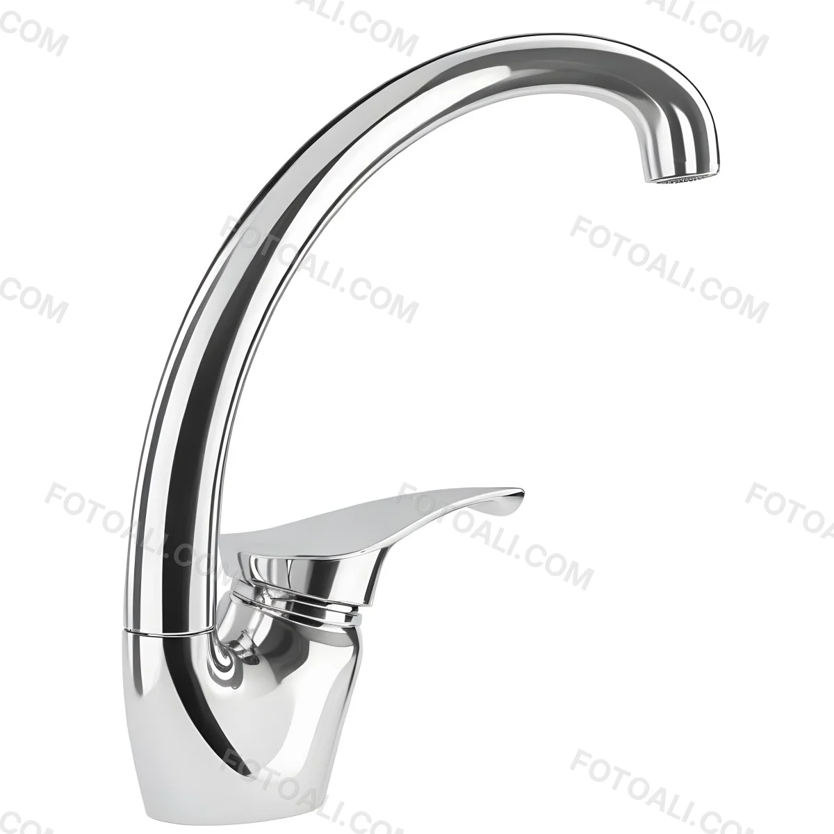 A White Kitchen Faucet With A Curved Spout And A Single Handle Set Against A Plain White Background Showcasing Its Sleek Design And Reflective Surface 4 7a75