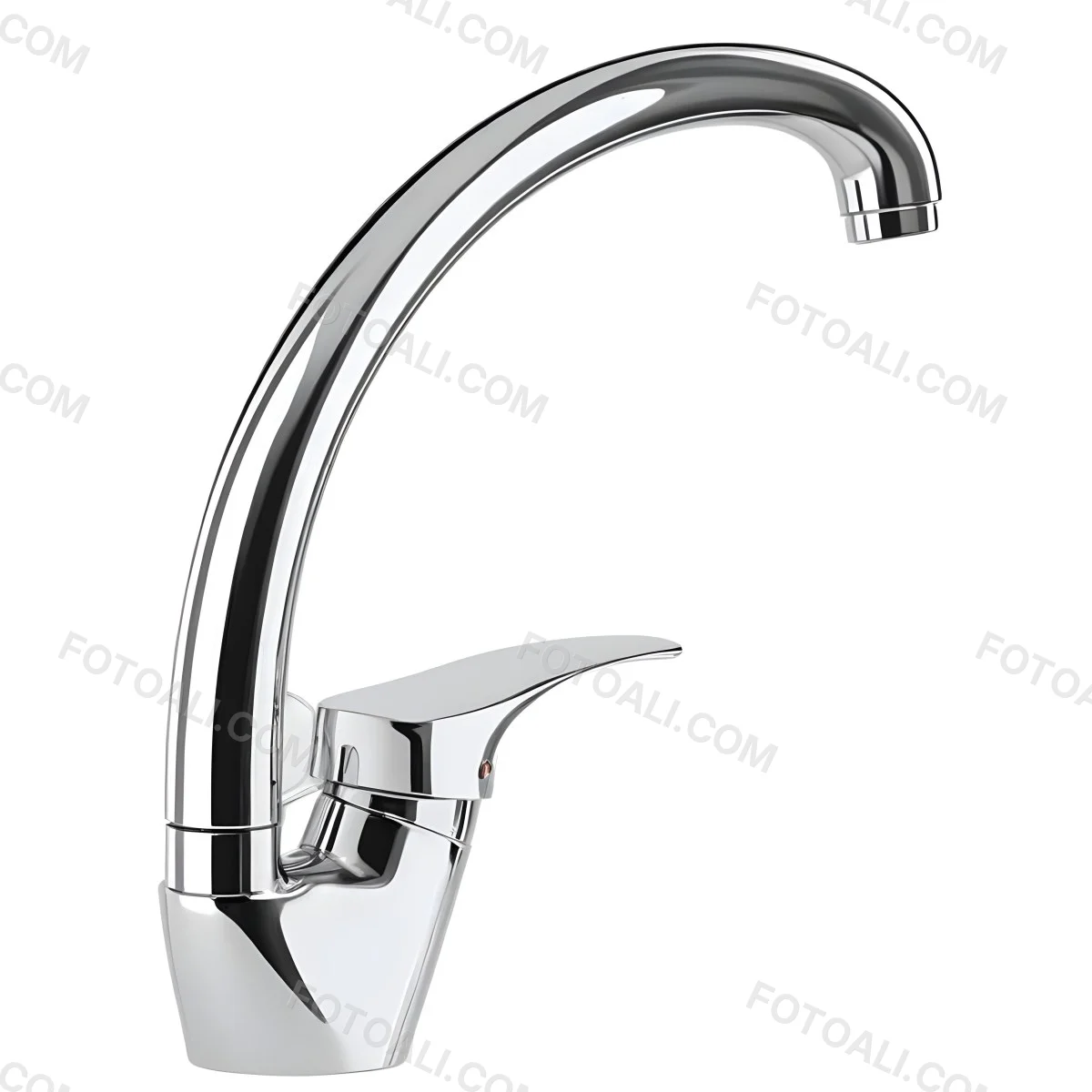 A White Kitchen Faucet With A Curved Spout And A Single Handle Set Against A Plain White Background Showcasing Its Sleek Design And Reflective Surface 40 A799