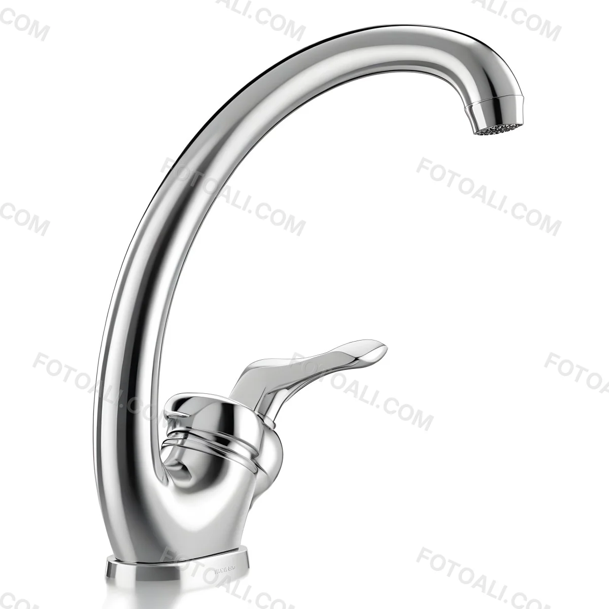A White Kitchen Faucet With A Curved Spout And A Single Handle Set Against A Plain White Background Showcasing Its Sleek Design And Reflective Surface 41 Bdb8