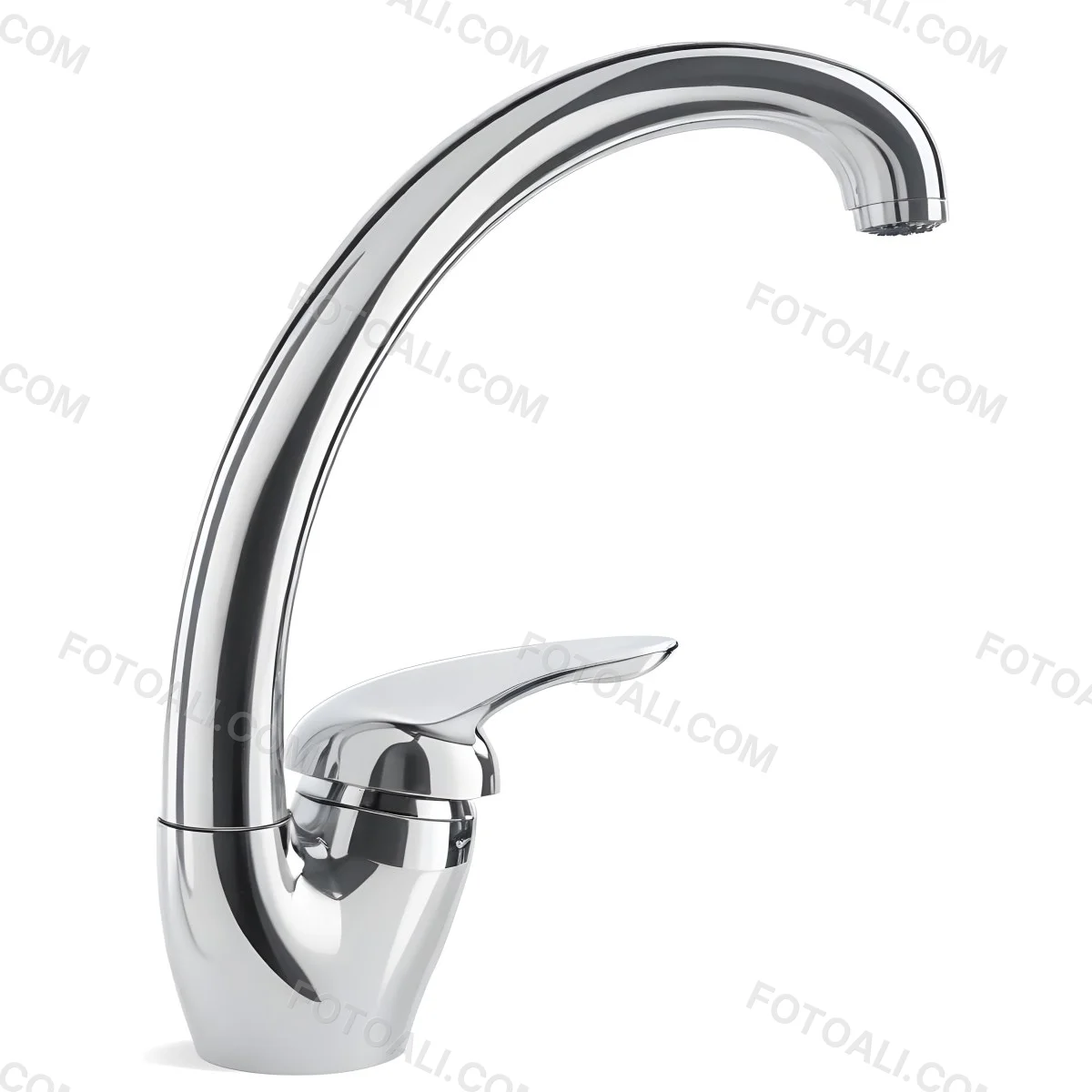 A White Kitchen Faucet With A Curved Spout And A Single Handle Set Against A Plain White Background Showcasing Its Sleek Design And Reflective Surface 5 3838