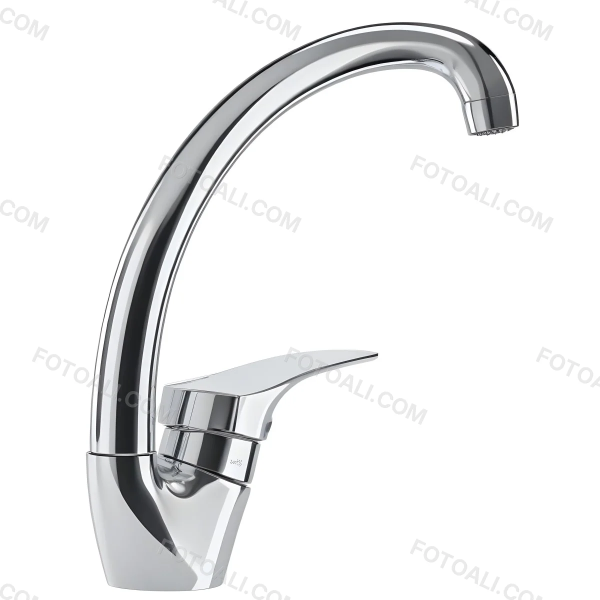 A White Kitchen Faucet With A Curved Spout And A Single Handle Set Against A Plain White Background Showcasing Its Sleek Design And Reflective Surface 6 972f