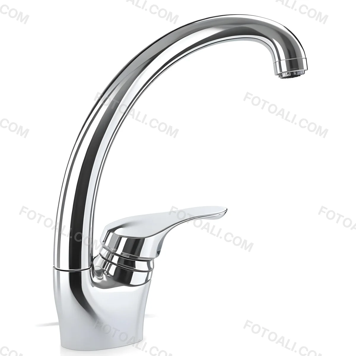 A White Kitchen Faucet With A Curved Spout And A Single Handle Set Against A Plain White Background Showcasing Its Sleek Design And Reflective Surface 6 9920