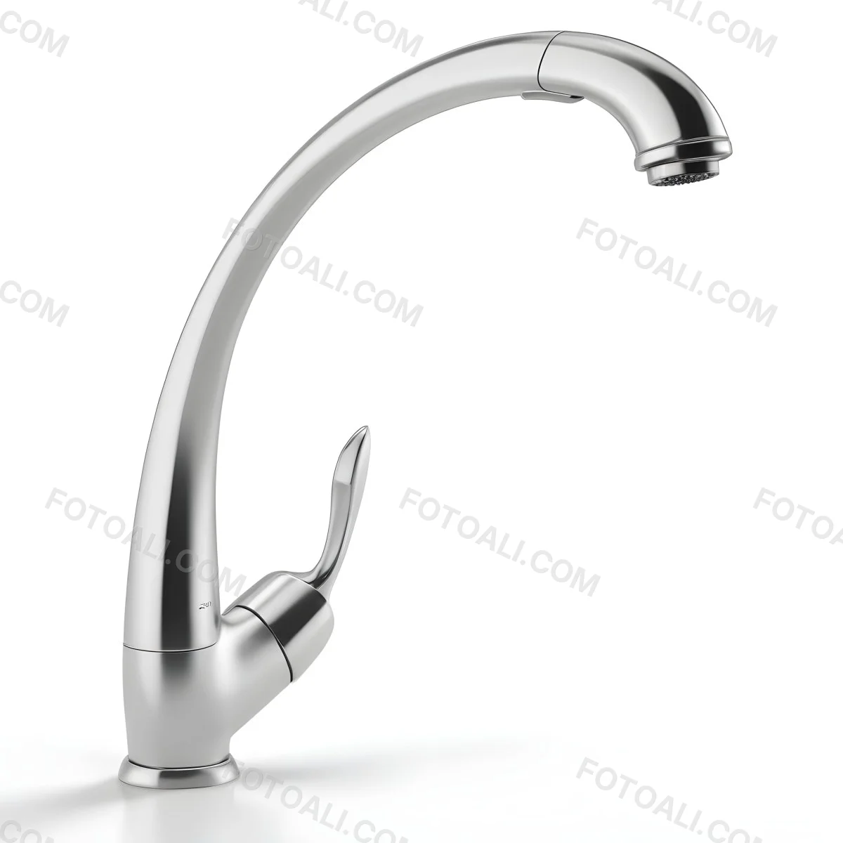 A White Kitchen Faucet With A Curved Spout And A Single Handle Set Against A Plain White Background Showcasing Its Sleek Design And Reflective Surface 7 2096