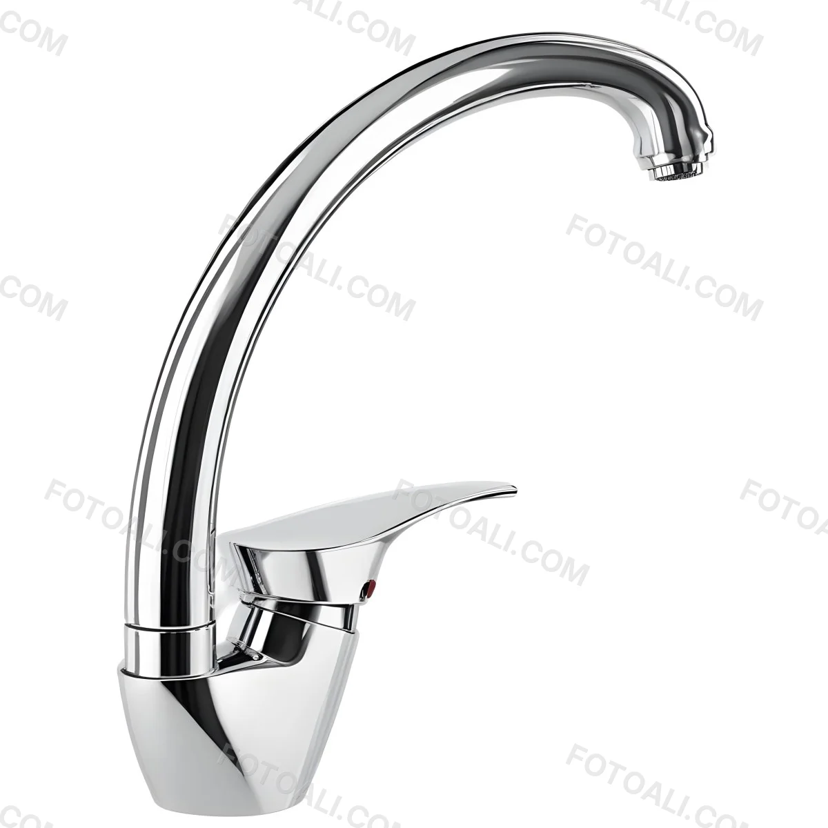 A White Kitchen Faucet With A Curved Spout And A Single Handle Set Against A Plain White Background Showcasing Its Sleek Design And Reflective Surface 8 361a