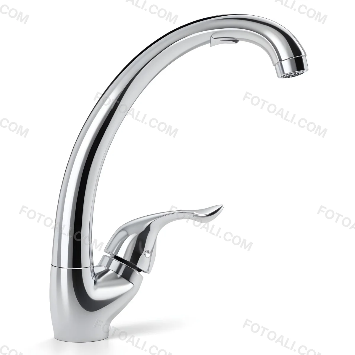 A White Kitchen Faucet With A Curved Spout And A Single Handle Set Against A Plain White Background Showcasing Its Sleek Design And Reflective Surface 8 E07f