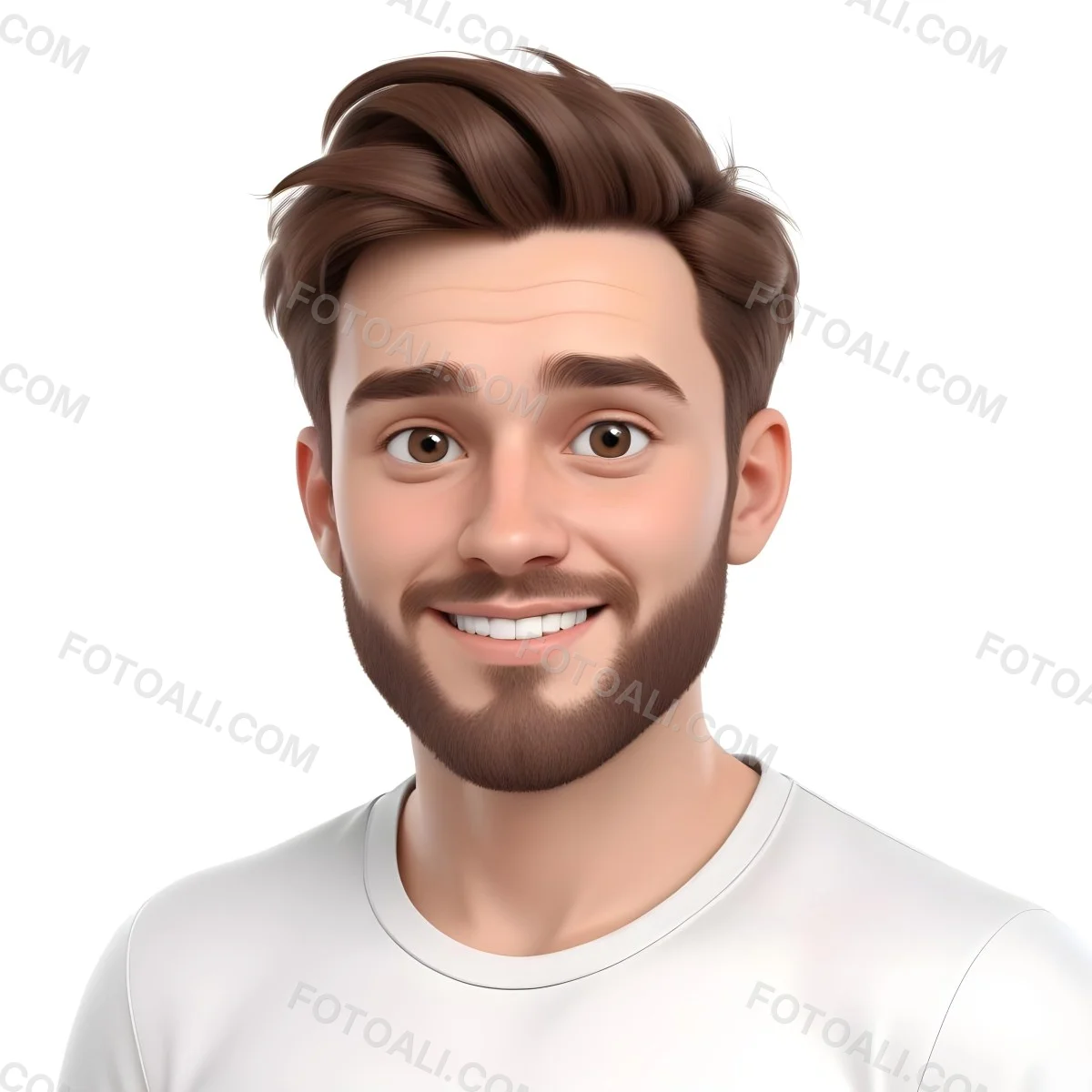 A White Man 25 Years Old With Brown Hair And A Short Beard Wearing A White T Shirt In A White Background 7 27a3