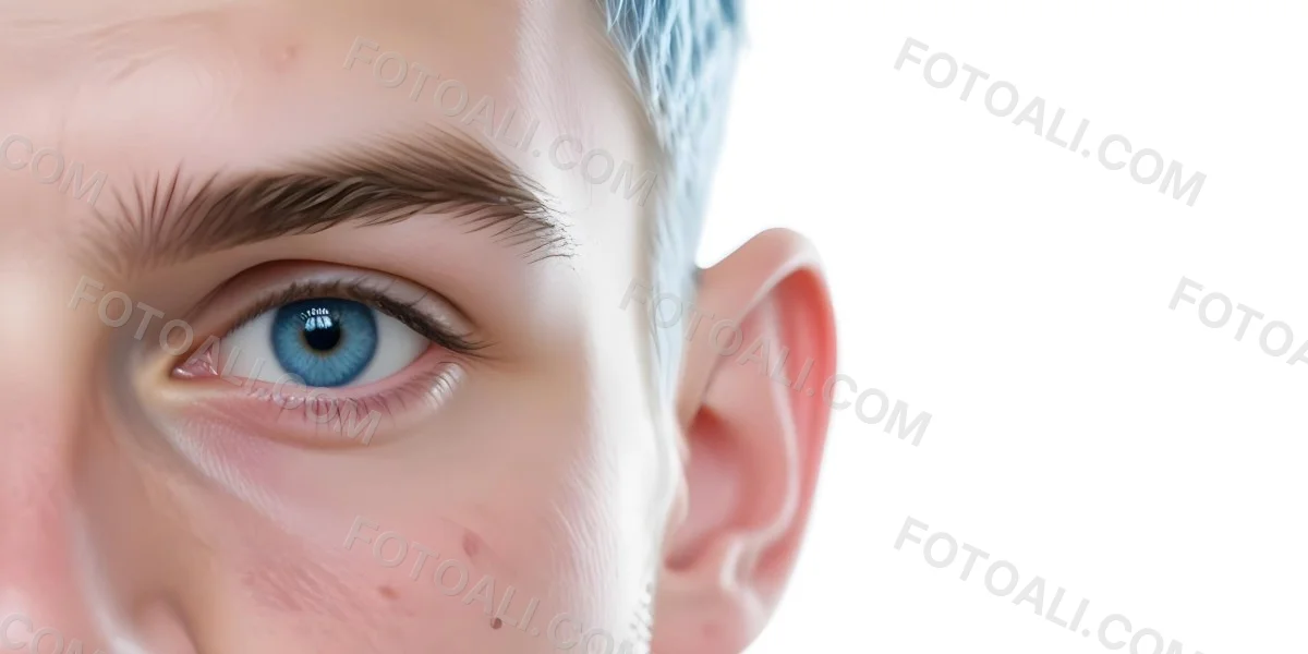 A White Man Age 25 With Blue Eyes And Short Blue Hair Close Up Of The Face White Background 6 24ed