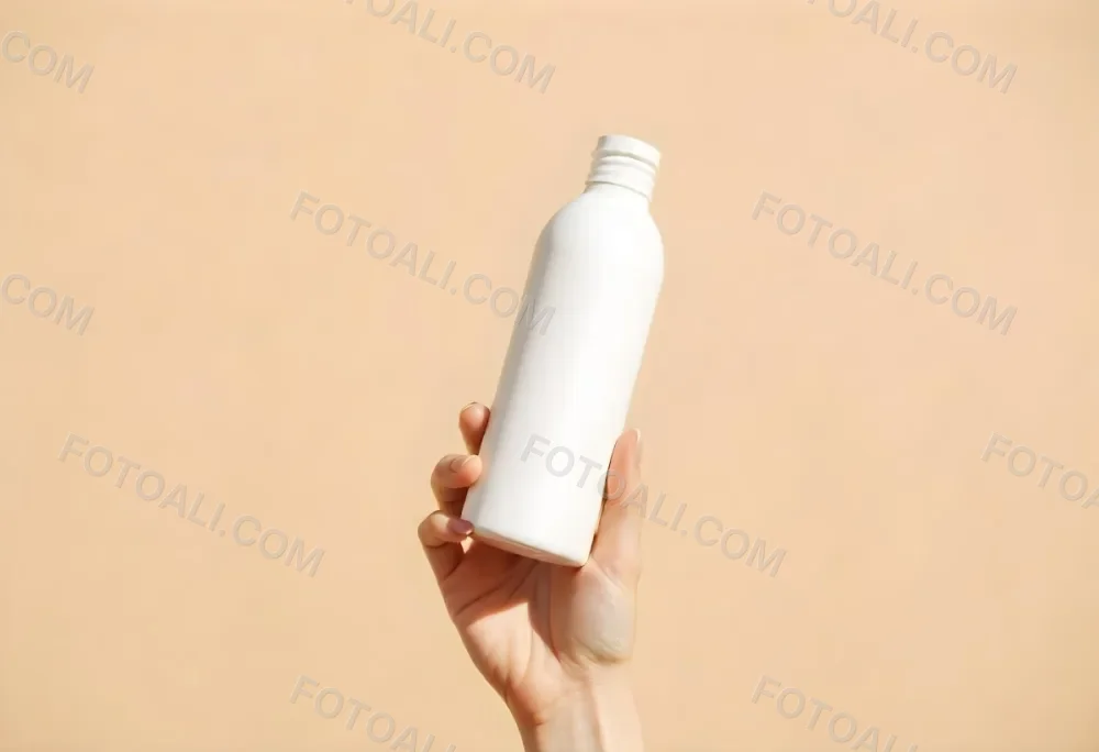 A White Person Hand Holding A White Plastic Bottle With A White Background 12 A370