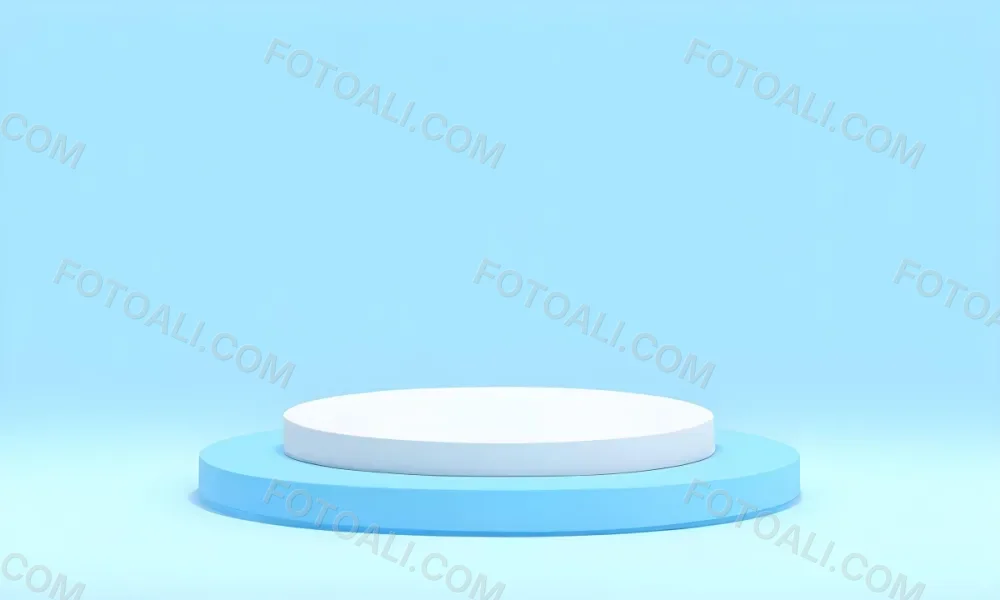 A White Round Platform On A Blue Round Base Light Blue Background 14 3c2a