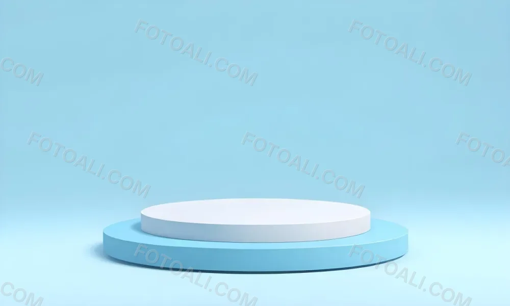 A White Round Platform On A Blue Round Base Light Blue Background 18 E3d2