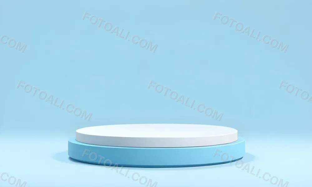 A White Round Platform On A Blue Round Base Light Blue Background 19 2d52
