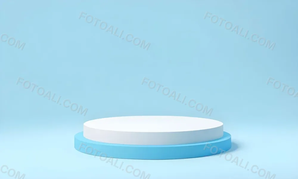 A White Round Platform On A Blue Round Base Light Blue Background 28 8f6f