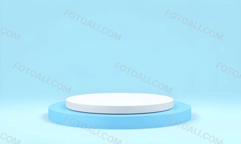 A White Round Platform On A Blue Round Base Light Blue Background 32 C217