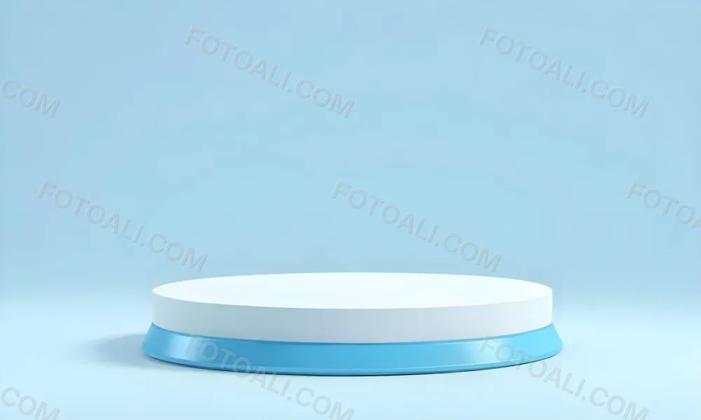 A White Round Platform On A Blue Round Base Light Blue Background 33 6b54