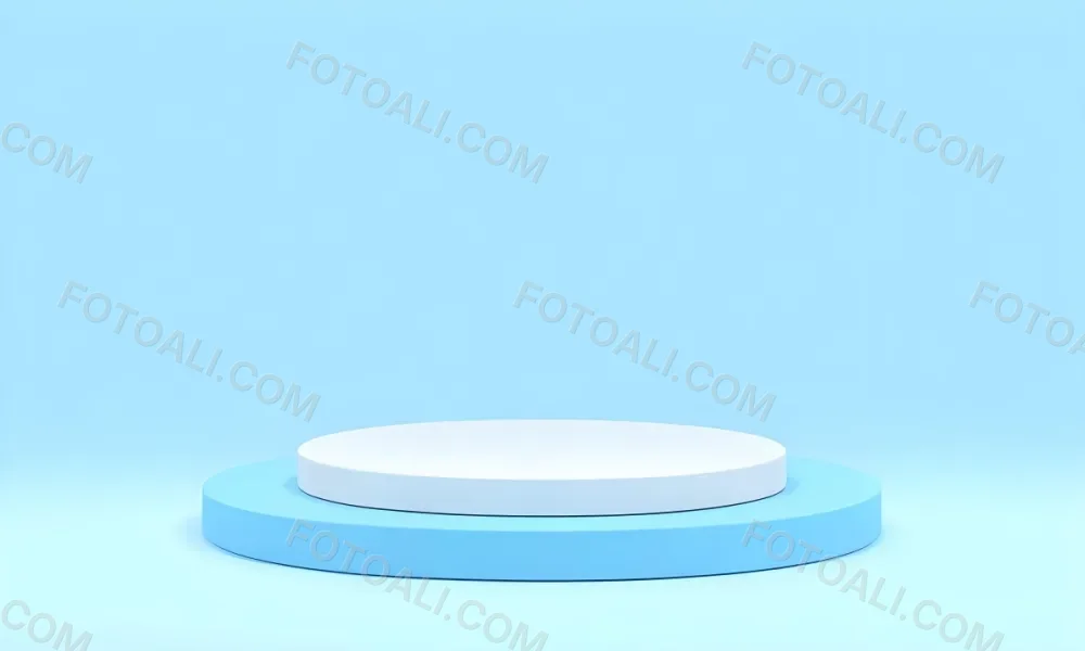 A White Round Platform On A Blue Round Base Light Blue Background 34 2f86