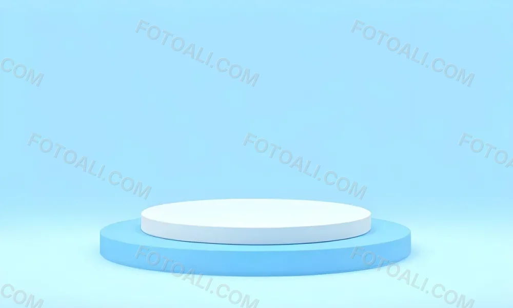 A White Round Platform On A Blue Round Base Light Blue Background 35 Ea42