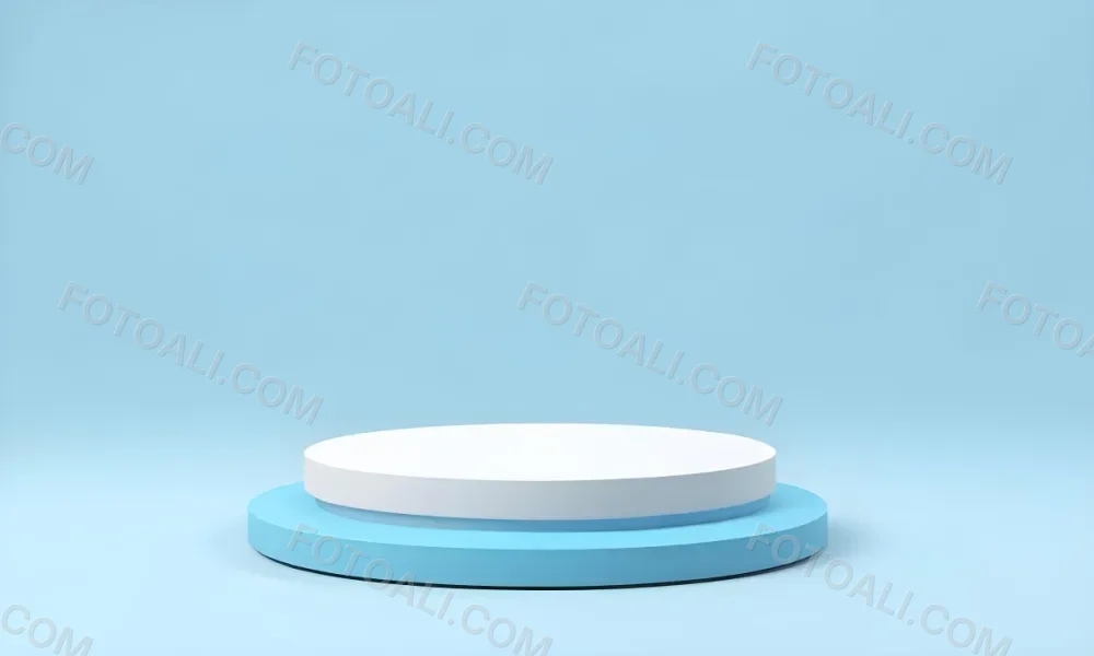 A White Round Platform On A Blue Round Base Light Blue Background 40 9353