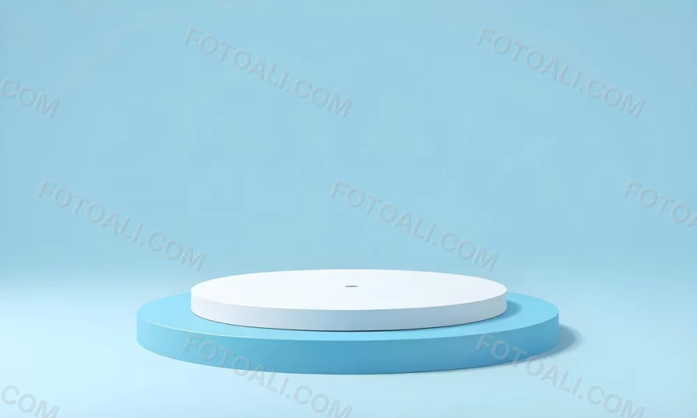 A White Round Platform On A Blue Round Base Light Blue Background 5 3cb4