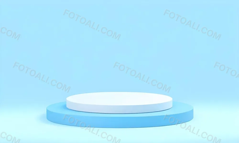 A White Round Platform On A Blue Round Base Light Blue Background 7 9a76