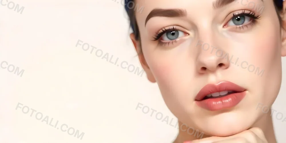 A White Woman 22 Years Old Blue Hair Brown Lips Brown Eyes In A White Background 16 Ffea