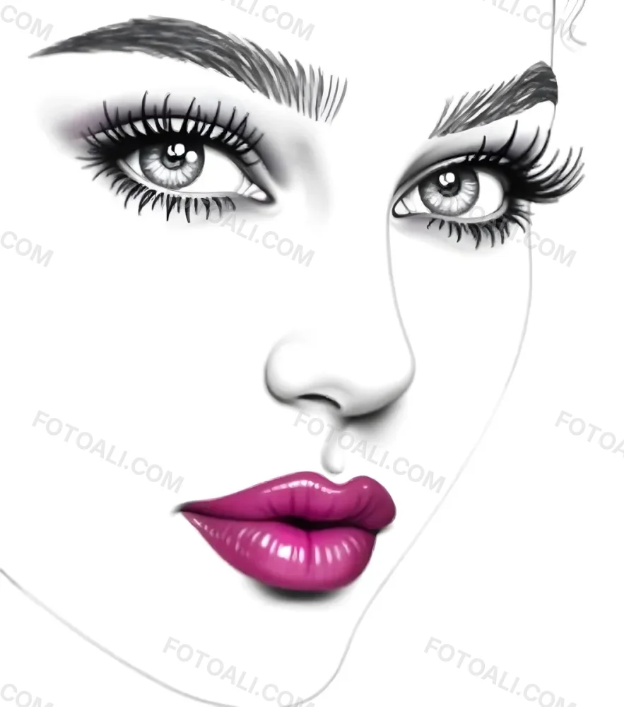 A White Woman 25 Years Old Big Eyelashes Big Lips And A Mole On Her Face In A White Background 28 8370