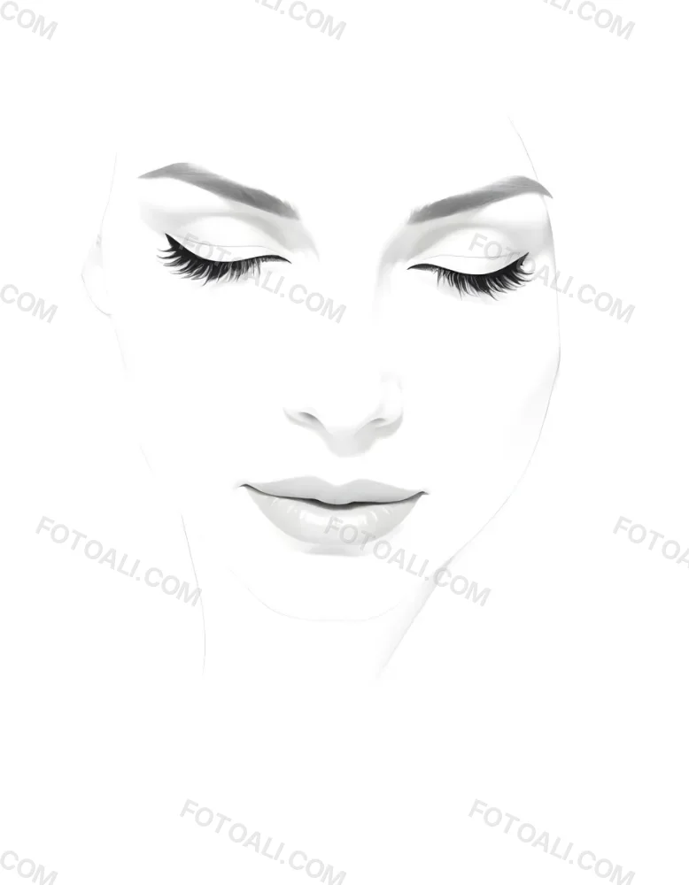 A White Woman 25 Years Old With Closed Eyes Dark Skin And Light Eyelashes In A White Background 43 9745