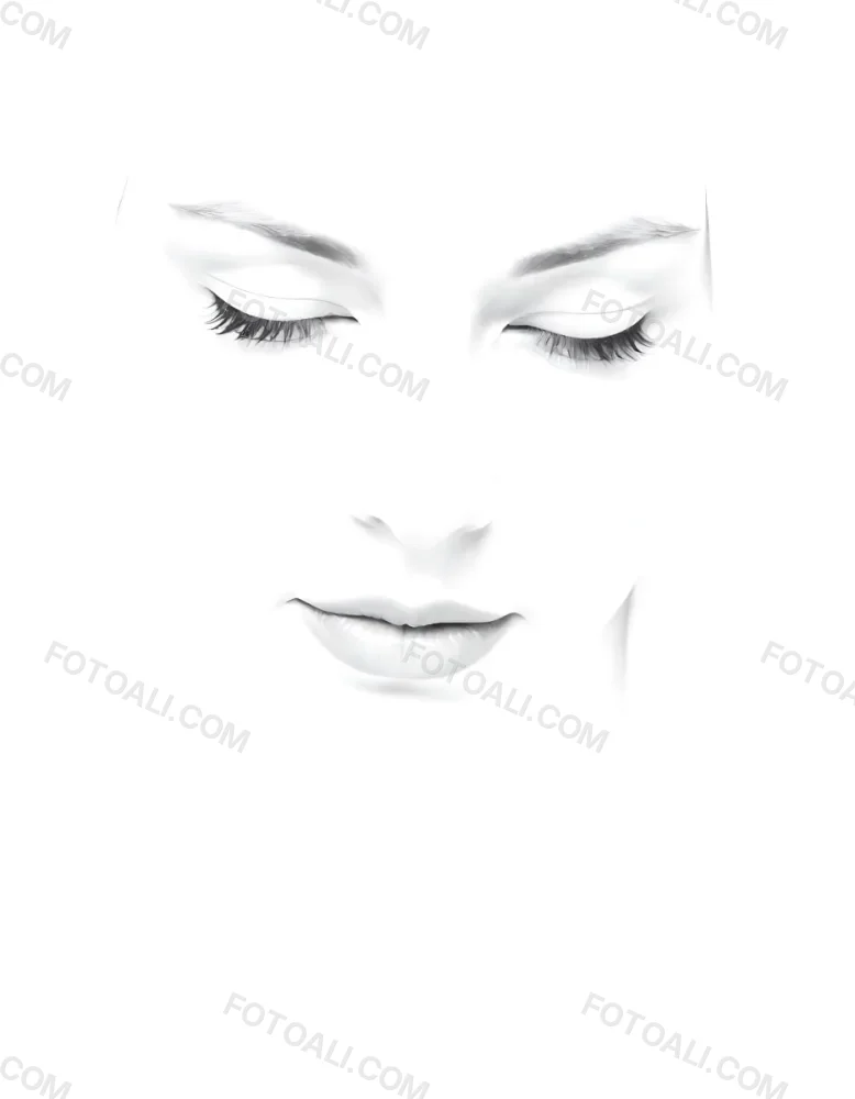 A White Woman 25 Years Old With Closed Eyes Dark Skin And Light Eyelashes In A White Background 44 286a