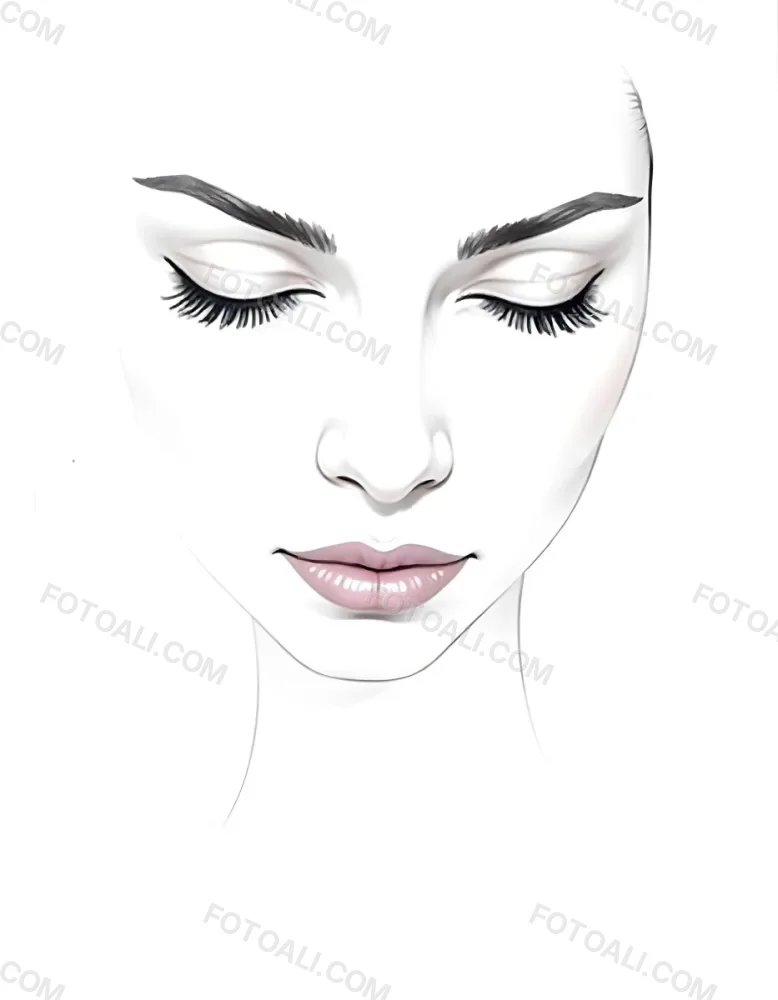 A White Woman 25 Years Old With Closed Eyes Dark Skin And Light Eyelashes In A White Background 6 Fc97