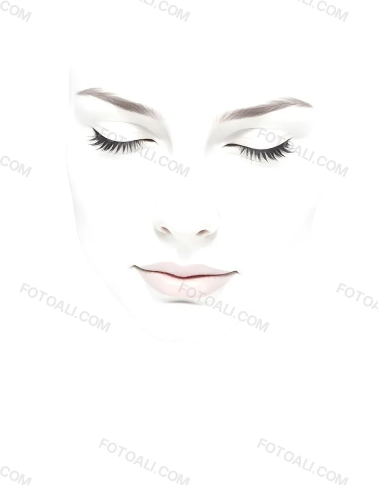 A White Woman 25 Years Old With Closed Eyes Dark Skin And Light Eyelashes In A White Background 63 1079
